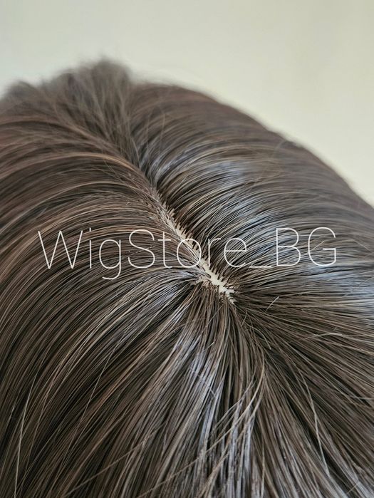 Дълга кафява права перука с бретон