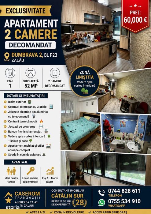 Exclusivitate – Apartament 2 Camere Decomandat – Dumbrava 2 – Etaj 1
