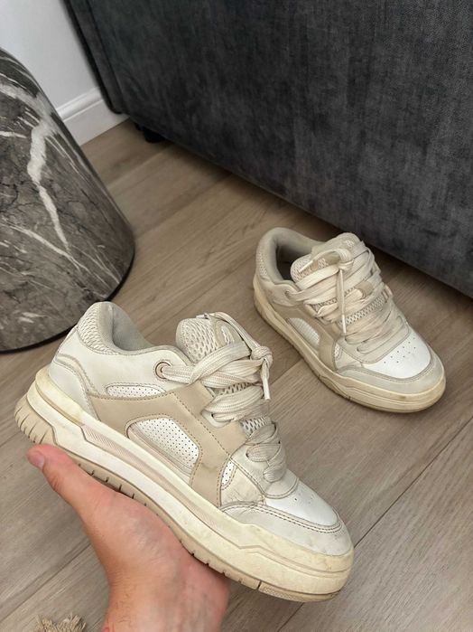 Sneakers Bershka Chunky / Skate Platform Ecru Mărimea 37