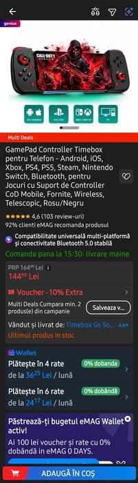 Game controller pentru smartphone
