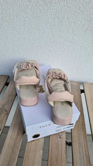 Sandale ENZO BERTINI, piele naturală, mărimea 37, roz pudrat/nude