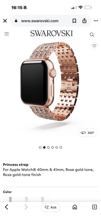 Чисто нова оригинална каишка  Swarovski за Apple Watch 40mm & 41mm,Rose gold,закупувана за 250€