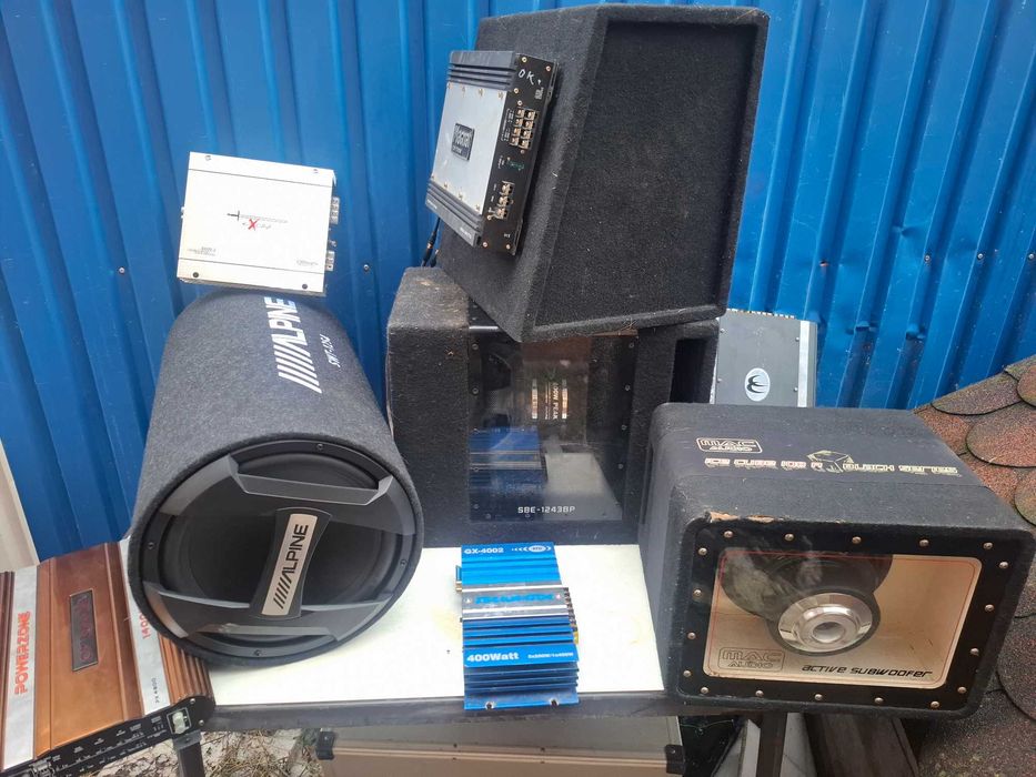 amplificator statie subwoofer auto 1000w jbl magnat cu hi lo set cabluri