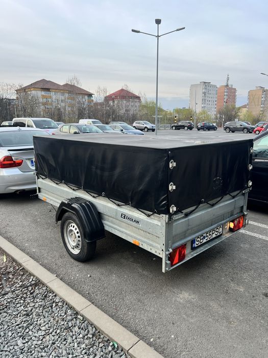 Remorca 750 kg cu prelata mufa 13 pini basculabila 230 cm