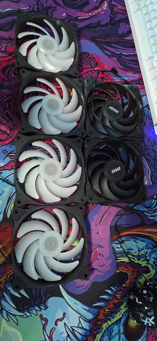 Set 6 ventilatoare PC – 4x RGB Molex + 2x MSI 3-Pin