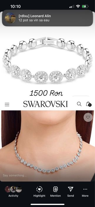 Swarovsky bratara si lant