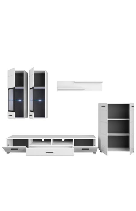 Mobila living, pal lucios, culoare alb