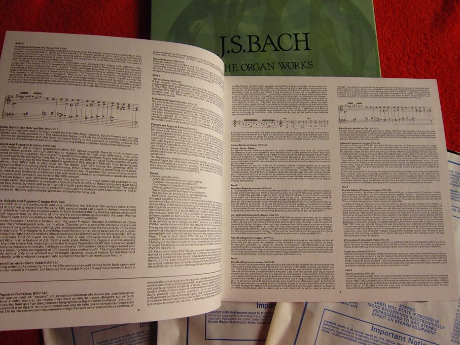 vinil rar Bach The Organ Works 3LP Peter Hurford 1981 UK impecabile