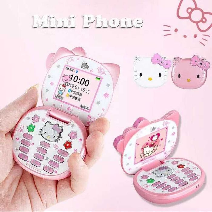 Hello Kitty Розов Телефон за Момиче, Камера, Подарък, с локация, детски телефон с капаче, за дете, Хелоу Кити