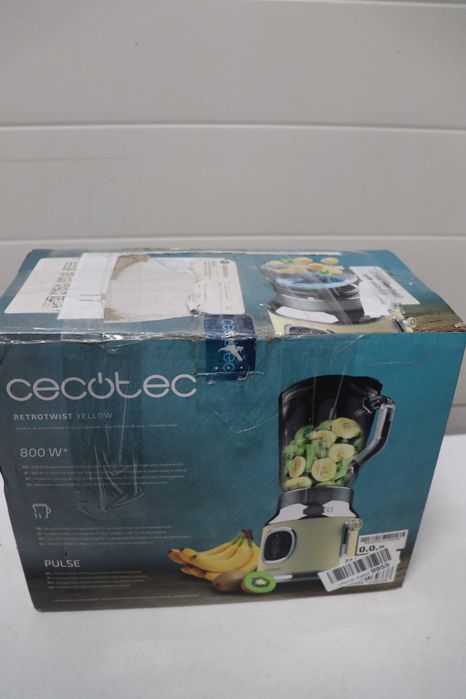 Блендер Cecotec Yellow RetroTwist 800 W, стъклена купа 1л, 4 остриета
