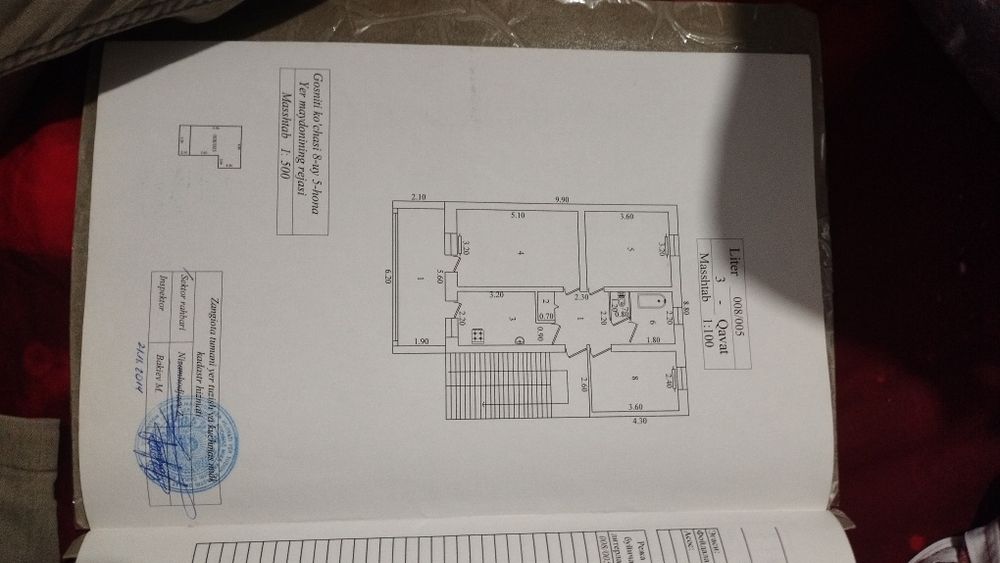 Kvartira sotiladi 3 xonli remontlari yaxshi Zangiota tumani
