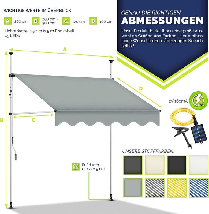 Сенник, тента за над прозорец или врата, uv защита, телескопична