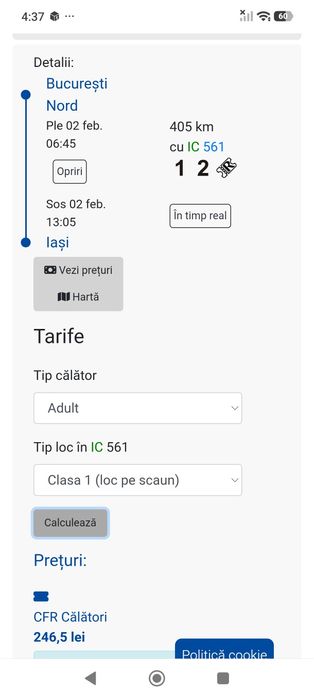 Vând 12 taloane de călătorie la CFR la clasa 1