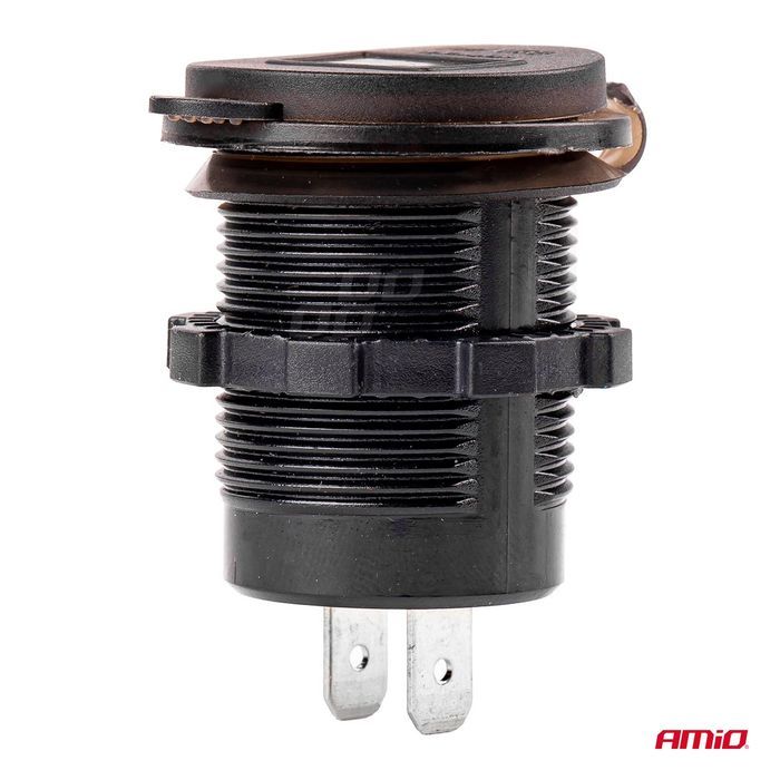 Incarcator auto Amio, rezistent la apa cu voltometru digital 2xUSB 12/24V MOD-06, QC3.0 fast charging
