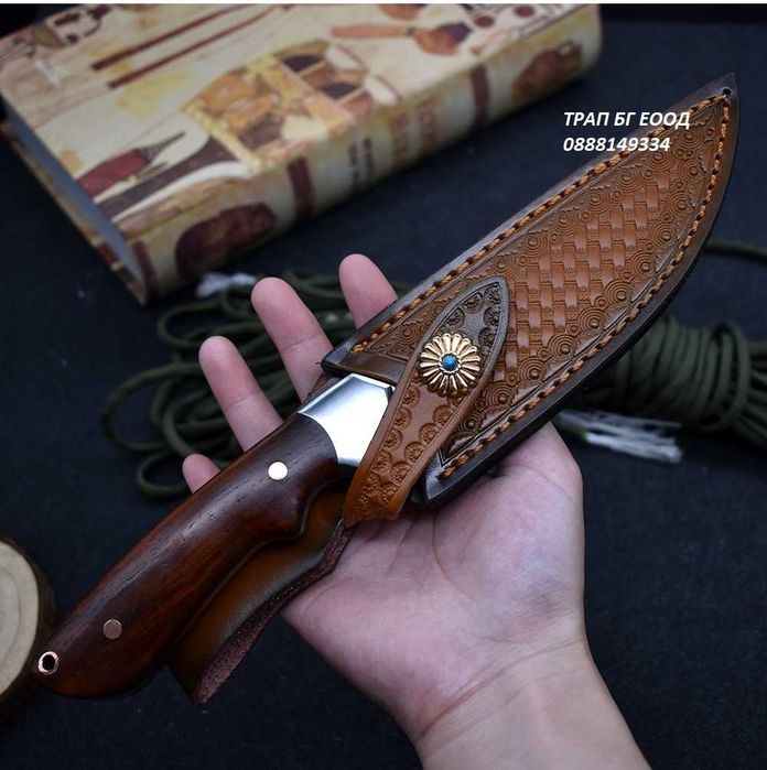 Ловен нож с кания от ествествена кожа HTWM-76 Full Tang