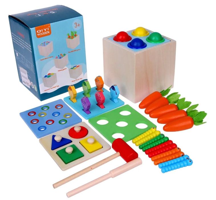 Бизикуб 5 в 1 деревянный