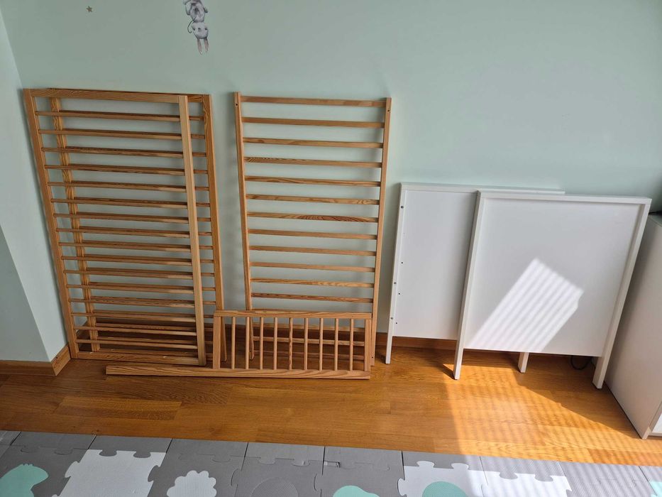 Бебешко легло Kinderkraft Mia (бяло/дърво) + матрак Magniflex Giotto Baby