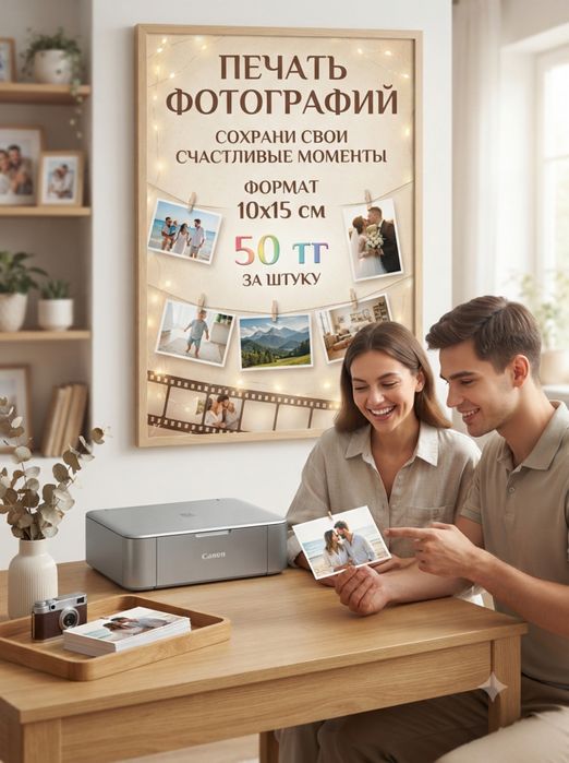 Печать фотографий 50 тг
