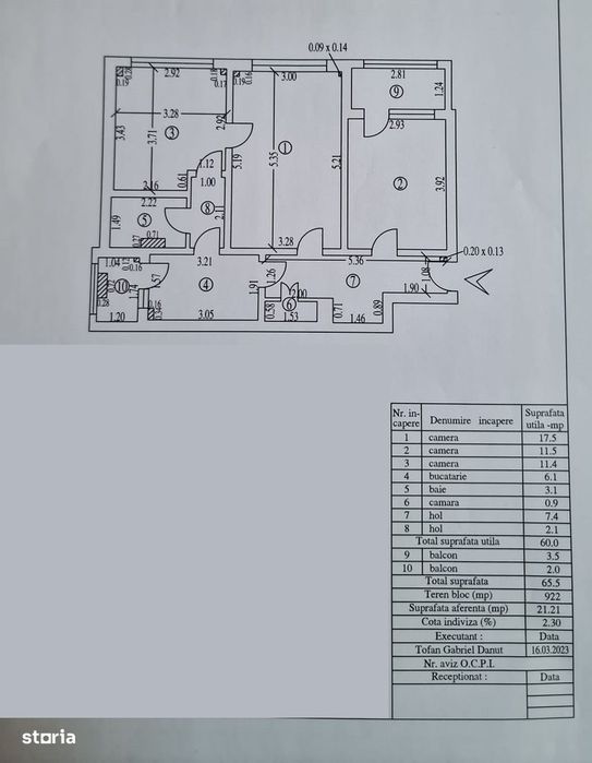 Ap. 3 camere Tiglina 2, Str. Constructorilor, 67mp