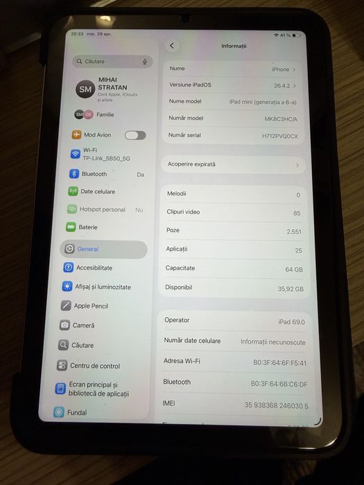 Ipad mini 6. 64gb in stare foarte buna. Cutie inclusa.