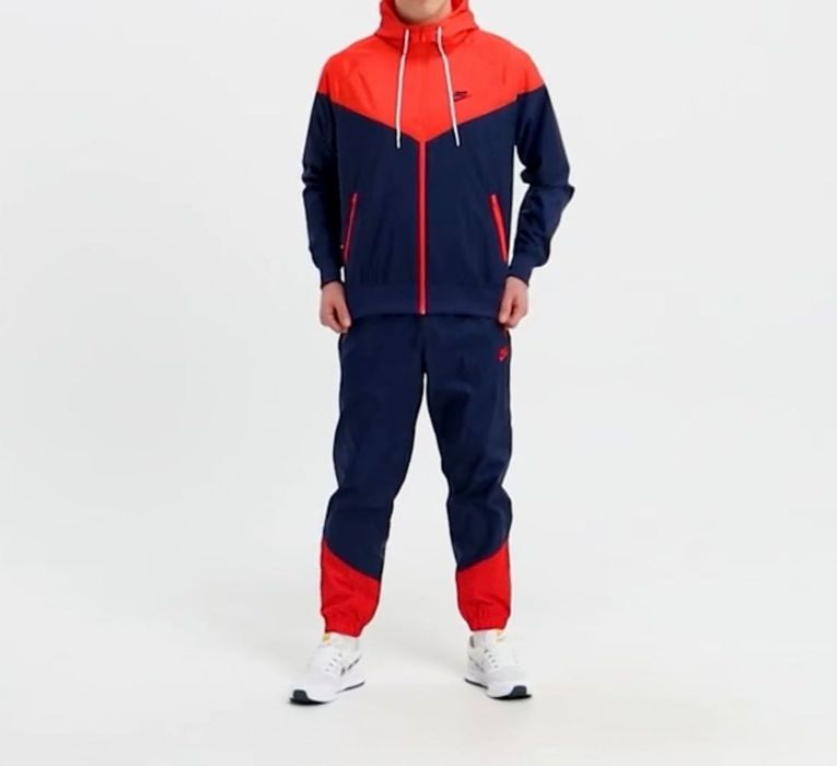 Nike Sportswear Woven Windrunner Men's Tracksuit, Red/Blue Size Medium