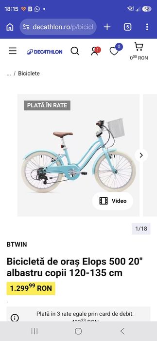 Bicicleta fete Btwin