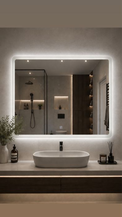 LED огледало 80×60 см с 3 цвята светлина – модерен дизайн и Touch бутон