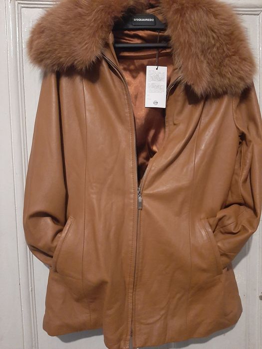 Jacheta  piele cu blană vulpe