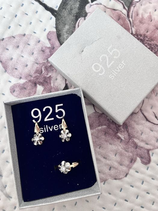 Серебро набор кольцо,серьги