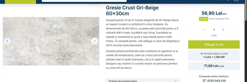 Placi ceramice Cesarom 60x30 - 7 cutii