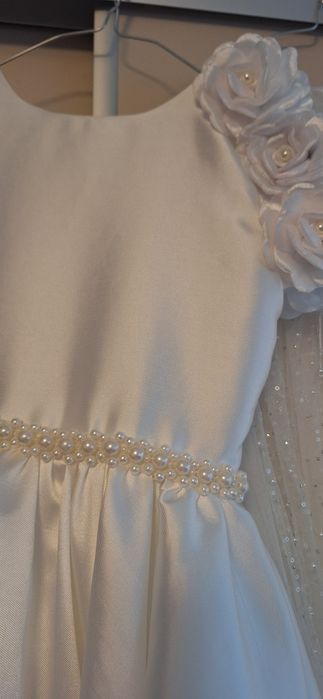 ROCHIE ELEGANTĂ LUNGA IVOIRE PENTRU FETE JESSICA  8 ani / 128  încălțăminte, capa, taior și mănusi incluse în preț, avand o  purtare și o curățare