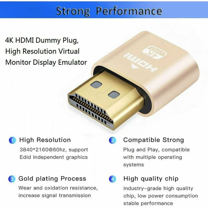 Adaptor Emulator Virtual HDMI EDID 4K ( dummy plug )