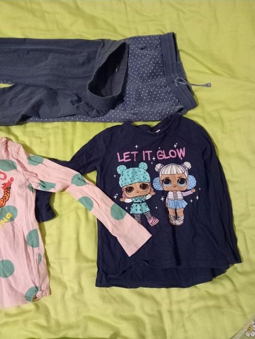set lot 4 hainute h&m 2 bluze 2 perechi pantaloni 122 128 7 8 ani fata