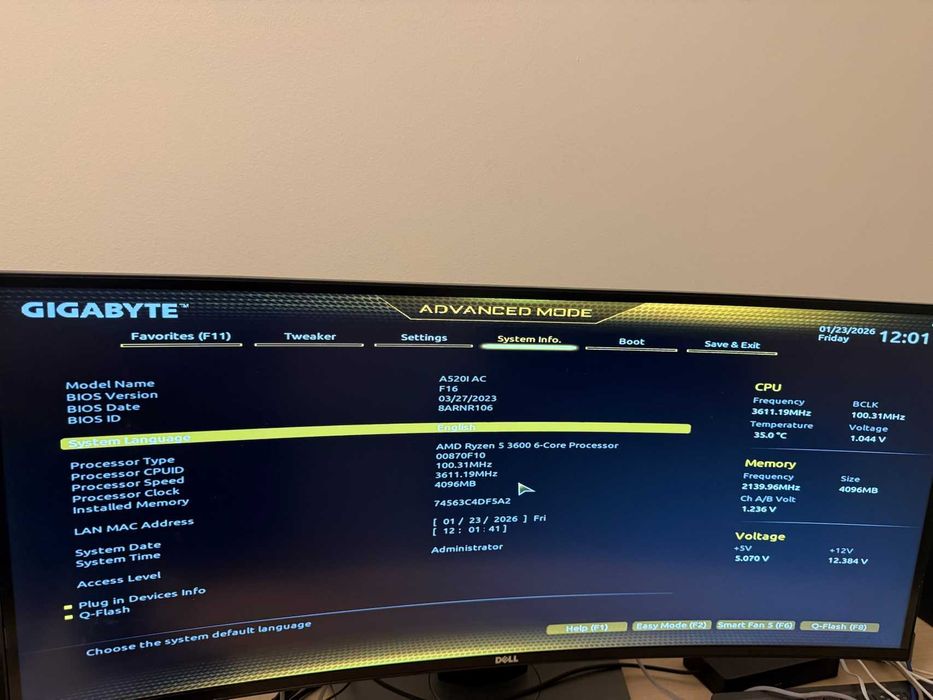 Placa baza ITX AM4 Gigabyte A520i WiFI 6 | Ryzen 3600 | cutie