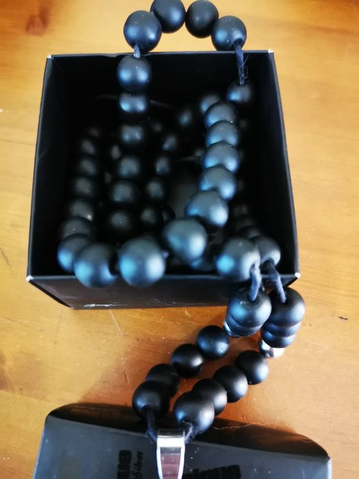 Мъжки Черен Гердан с Кръст. Бижута за мъже - Комплект колие от естеств