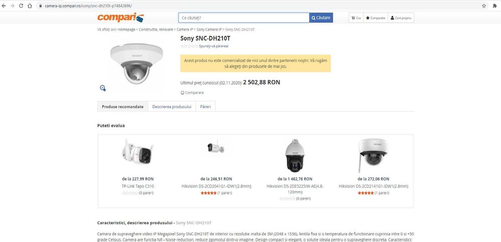 Camera supraveghere ip dome sony SNCDH210T DrobetaTurnu Severin • OLX.ro