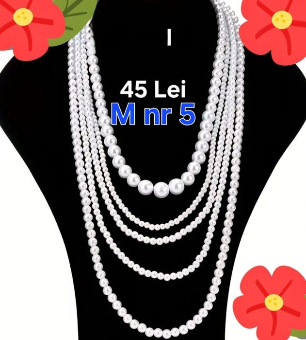 Coliere perle albe
