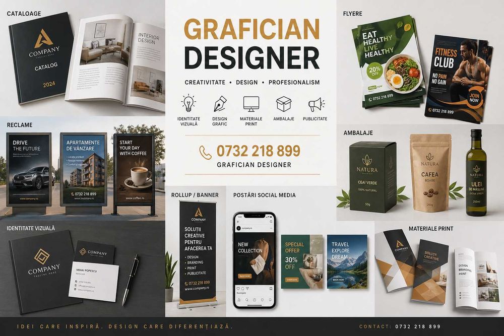 Designer Grafic, Grafician, Logo, Cărți de Vizită, Pliante, Cataloage