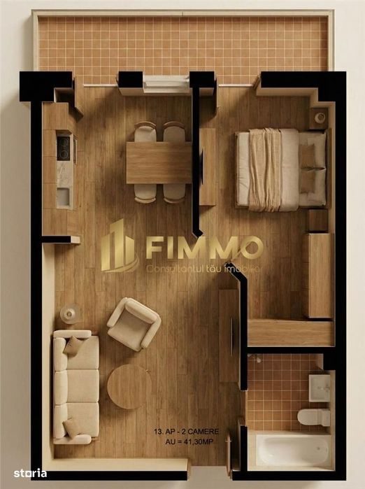 Apartament 2 cam | 41.3mp | Bloc Nou | Burdujeni | ID:1922