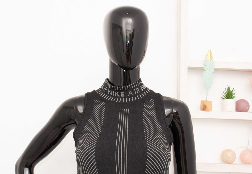 Nike Air Оригинална дамска рокля безшевна черно сива лого S