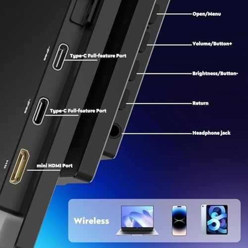 Нов 15.6" Безжичен преносим монитор батерия 1080P IPS 60Hz Втори екран