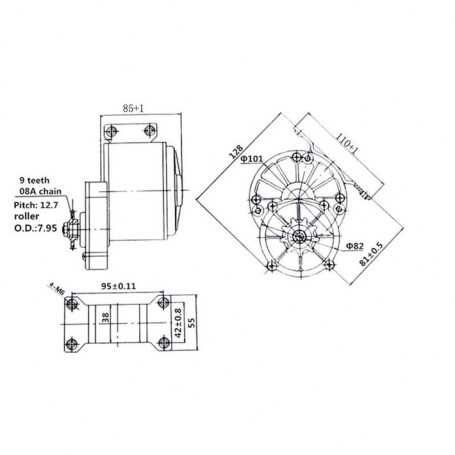 Motor electric pentru bicicleta cu perii, 24V - 250W - 1016Z