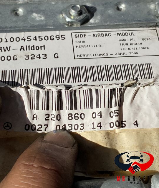 Airbag usa dreapta fata A2208600405 A 220 860 04 05 Mercedes-Benz S-C