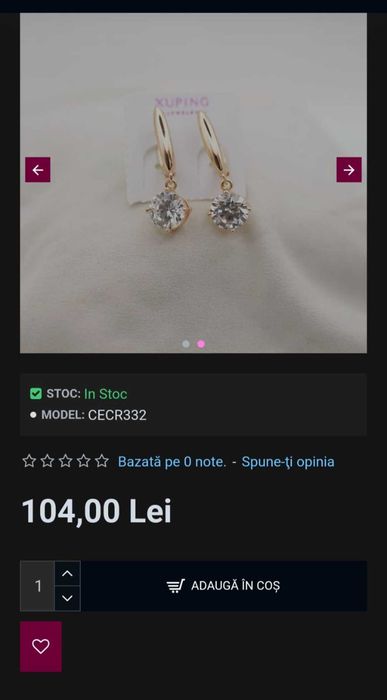 Cercei placați cu aur la exterior de 18k