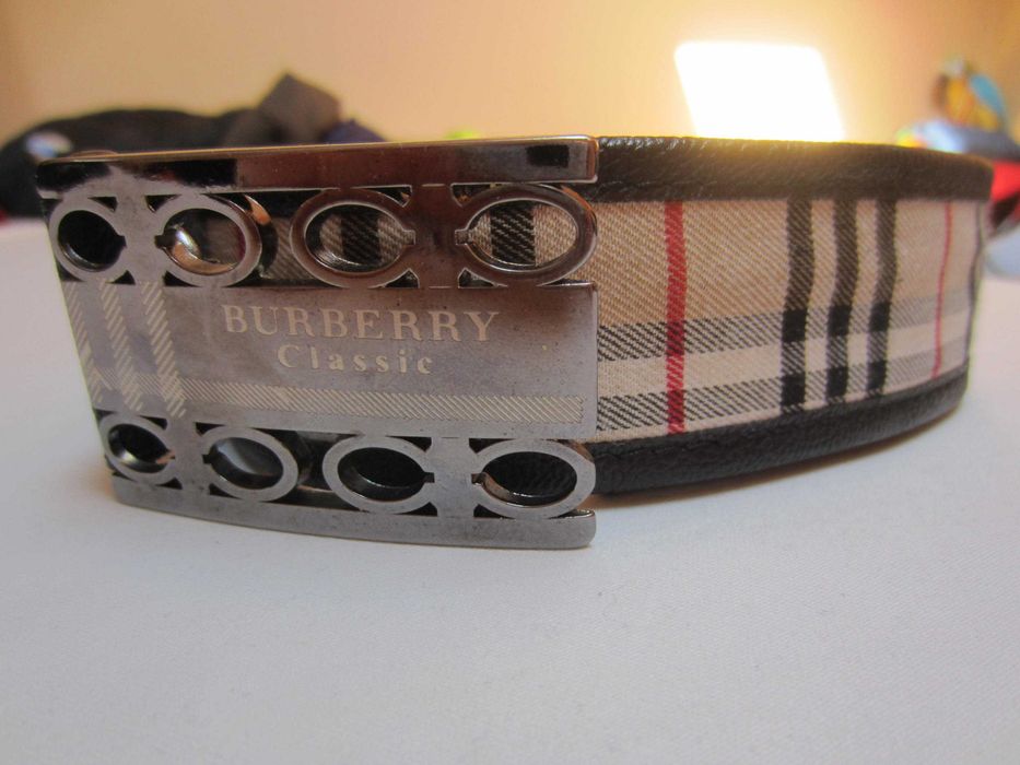 Curea dama Burberry, Lungime 100cm, piele si textil,  stare f.buna