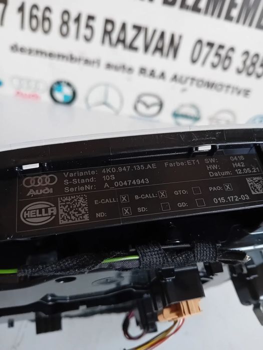 Plafoniera Fata Audi A6 4K C8 An 2018-2024 4K0947135AE Motor DTP Cutie Viteze Automata UKY