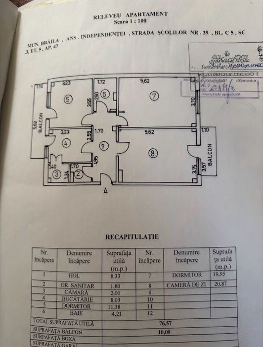 Apartament 3 camere decomandat