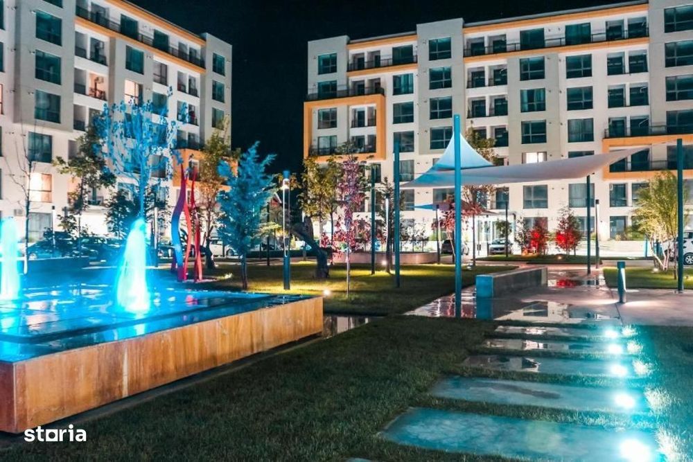 Apartament intr-un complex cu gradina privata si fantani decorative, l
