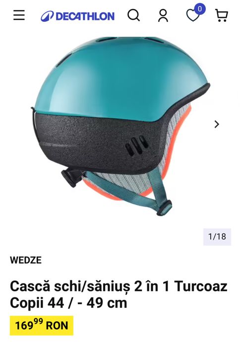 Cască schi/săniuș 2 în 1 Turcoaz Copii 44 / - 49 cm - 2XS
