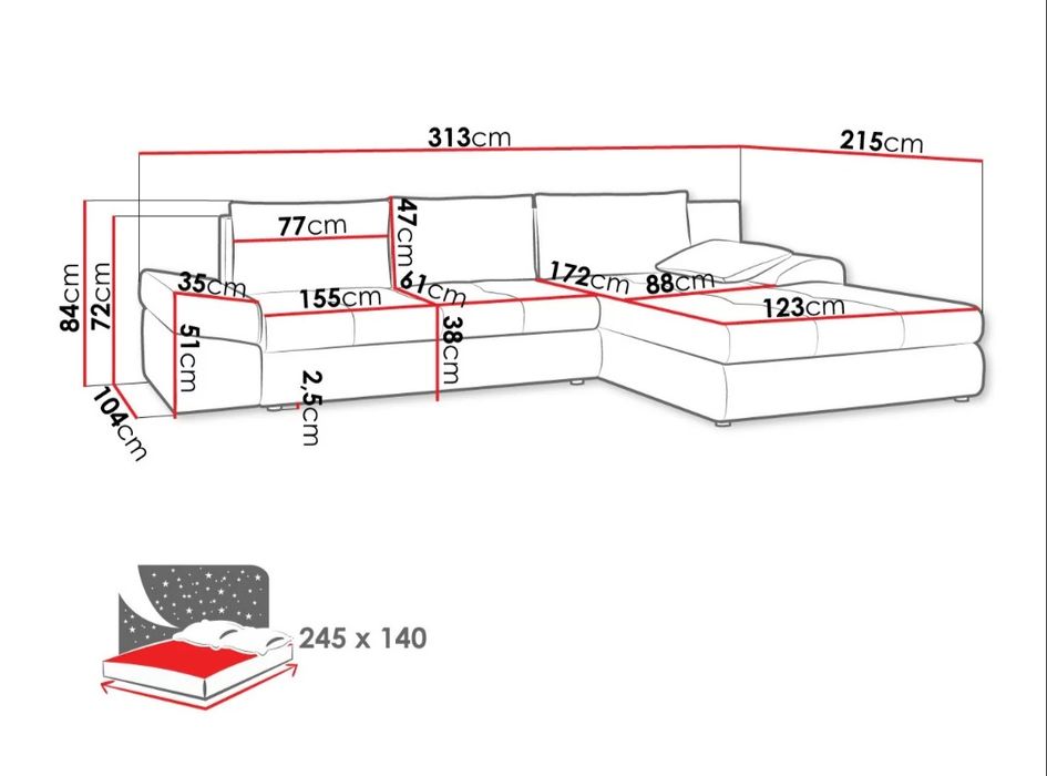 Ъглов диван с функция сън